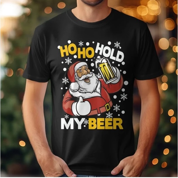 Funny Santa Claus Drinking Beer T Shirt
